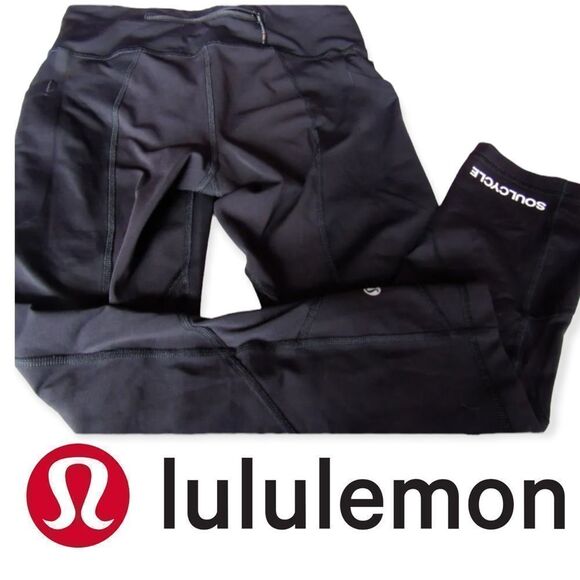 Black Lululemon X Soul Cycle 21" Speed Up Crop Tights​​​ - Picture 3 of 6